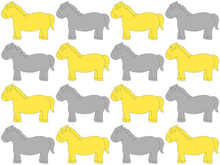 馬のイラスト　グラフィック素材　黄色×グレー