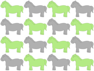 馬のイラスト　グラフィック素材　緑×グレー