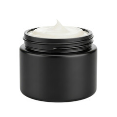 Black jar of face cream isolated on transparent background