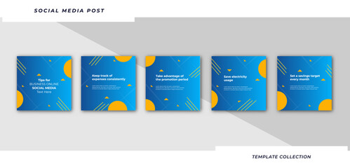 Tips social media tutorial, tips, post banner layout template background design element