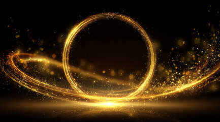 ラグジュアリーなゴールドのグリッターサークル（イベント、記念日、ビジネス・表彰、エンタメ、動画）