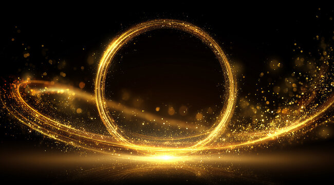 ラグジュアリーなゴールドのグリッターサークル（イベント、記念日、ビジネス・表彰、エンタメ、動画）