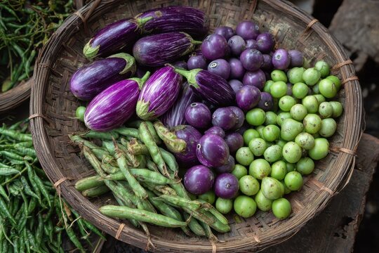 Garden Fresh Purple Eggplant and Valor Beans for Traditional Gujarati Surti Undhiyu Recipe
