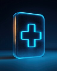 Obraz premium Digital health plus icon glow