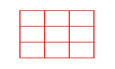 Red 3x3 Grid or Rule of Thirds