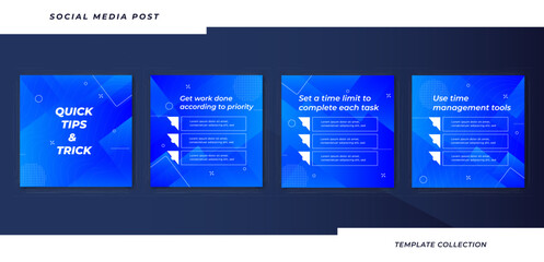 Tips social media tutorial, tips, post banner layout template background design element	