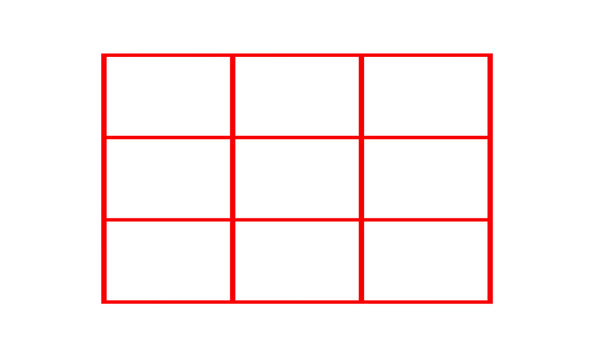 Red 3x3 Grid or Rule of Thirds