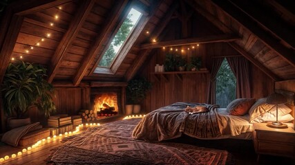 Cozy cabin in the rain