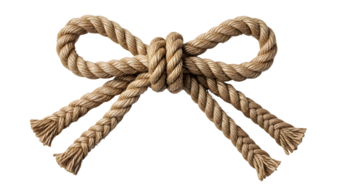 Rope bow knot isolated on black isolated on transparent background