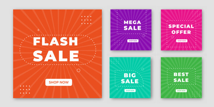 Collection Flash sale social media post Minimalistic editable fashion product big sale advertising banner. elegant sale and discount promotional advertising banner.
