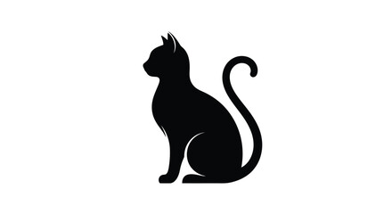Vector illustration of silhouette of a black cat sitting