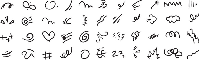 Explosion and splash for cartoon doodles. Vector in flat style, Doodle shine collection. Vector illustration.