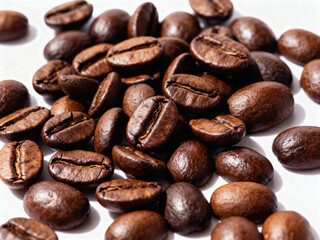 Fototapeta premium Aromatic Whole Coffee Beans Detail on White Surface