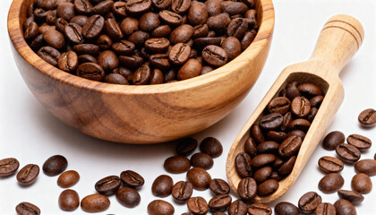 Obraz premium Aromatic Dark Roasted Coffee Beans Close-up