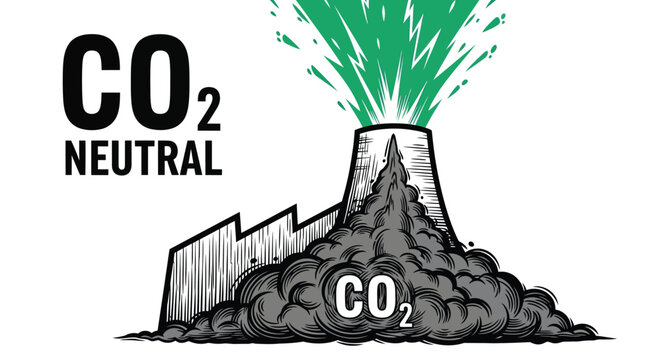 Industrial facility illustrates the journey towards carbon neutrality, showcasing the reduction of CO2 emissions for a sustainable future through eco-friendly practices