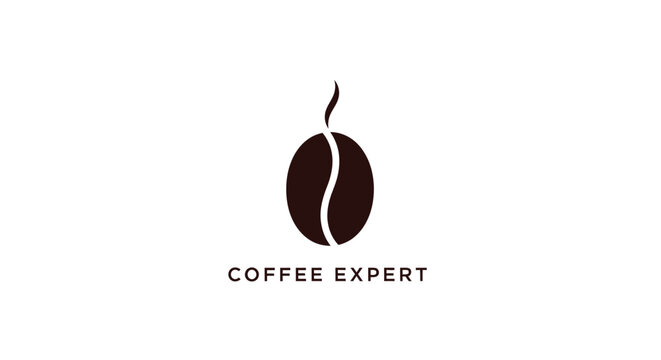 Minimalist coffee bean logo vector illustration. Simple coffee expert icon design template for cafe, shop, or roastery branding, isolated eps
