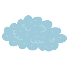 Whimsical Cloud Illustration, Digital Artwork, Vibrant Blue, Graphic Design, Playful Atmosphere, Creative Perspective