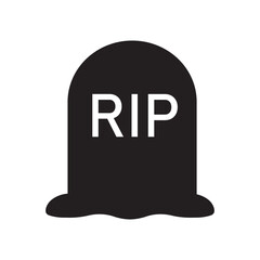 A black silhouette of a tombstone featuring the text “RIP” (Rest In Peace) in a bold, simple style. This minimalist design symbolizes remembrance and the afterlife, making it perfect for Halloween dec