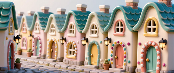 Charming miniature village with colorful houses and cozy details