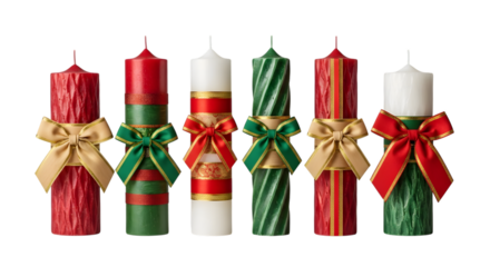 Christmas candle collection isolated on transparent background