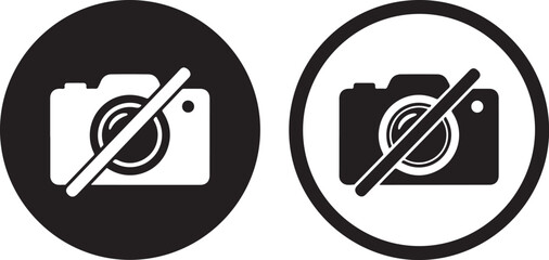 No photo icon set in two styles . No photography icon . Vector illustration