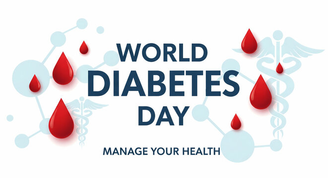 World diabetes day manage your health isolated on white background - Powered by Adobe
