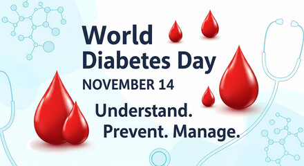 World diabetes day november 14th awareness campaign isolated on white background