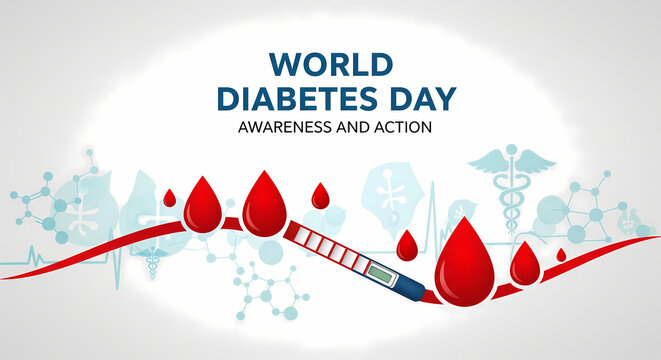 World diabetes day awareness and action isolated on white background