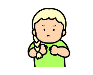 怒る　金髪の女の子