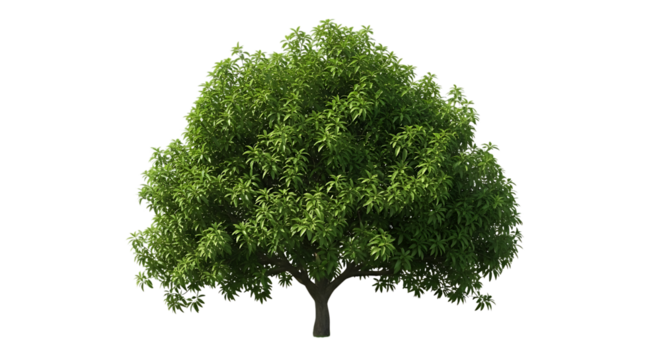 Lush green tree isolated on transparent background