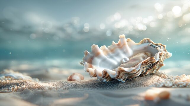 A lone oyster on the ocean floor, its pearl hidden within.