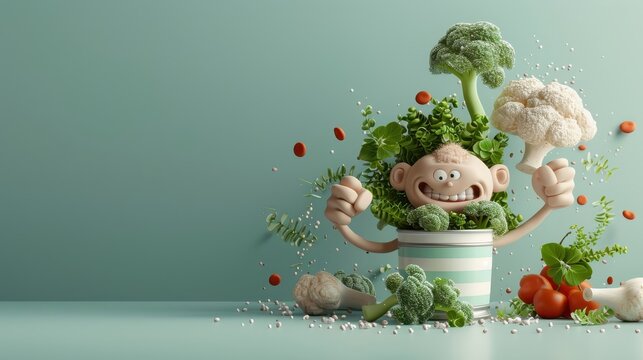 A whimsical illustration of Popeye holding a can of spinach.