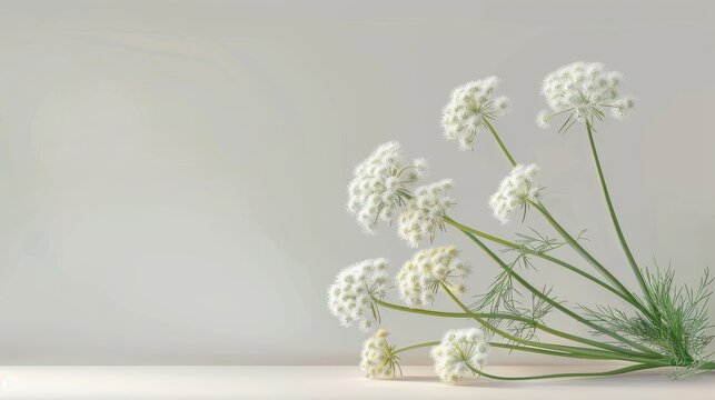 Detailed botanical illustration of dill plant and its parts.