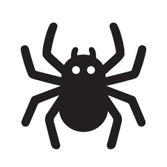 A black silhouette of a spider with eight legs and two small eyes, symbolizing fear, mystery, and the Halloween spirit. This minimalist design is ideal for Halloween decorations, creepy posters, stick