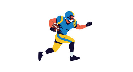Obraz premium American Football Player Run Vector – Athlete Illustration with Helmet, Jersey, and Action Pose
