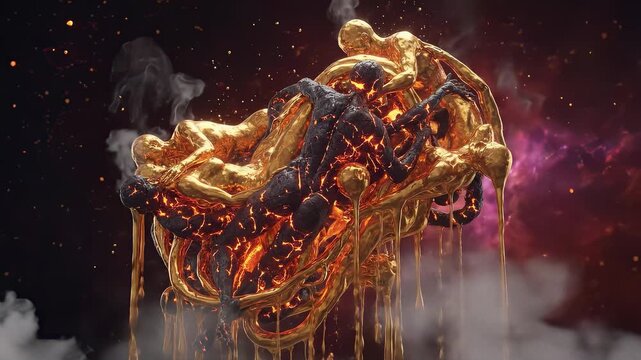 Abstract concept of the mortal sin of lust. Intertwined sculptures of people.