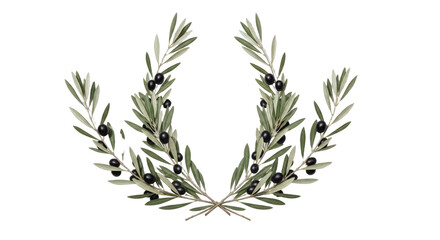 Olive Branches with Black Olives Forming a Wreath.