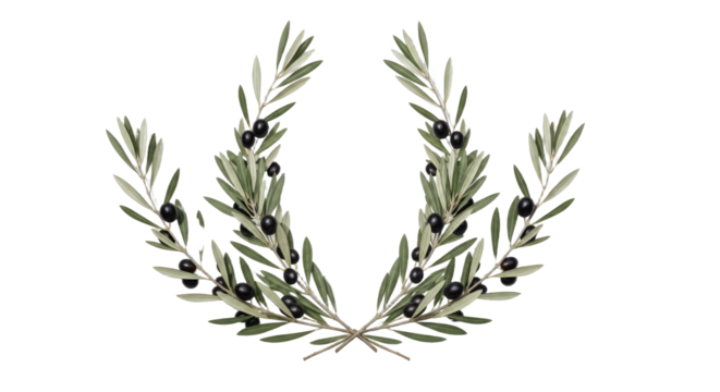 Olive Branches with Black Olives Forming a Wreath.