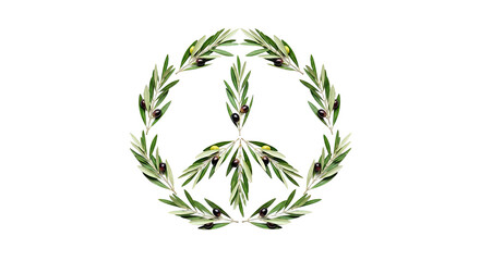 Peace Symbol Made of Olive Branches and Leaves.