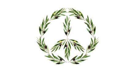 Peace Symbol Made of Olive Branches and Leaves.