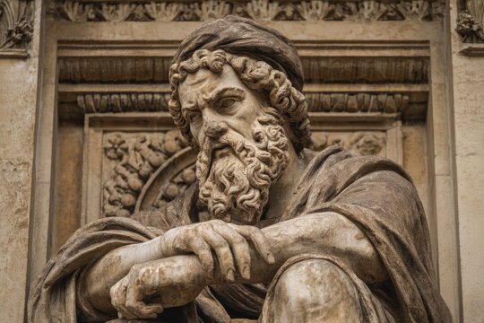 Herodotus: The Ancient Philosopher Statue at Vienna's Parliament, Celebrating the Rich Legacy of Greek Antiquity and Architecture