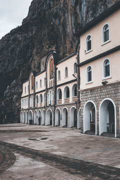 detail of ostrog monastery in the mountains of montenegro