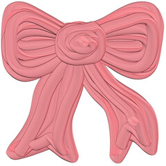 Hand drawn pink ribbon bow watercolor acrylic textured.