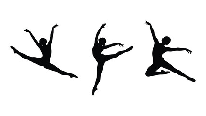 Graceful ballet dancer silhouettes isolated on white background, Vector