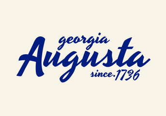 Vintage Elegant Script Typography Augusta Georgia State T-shirt, and Poster Design Minimalist Motivation Apparel - Vector