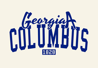 Retro college varsity typography columbus georgia state slogan with grunge effect for jersey, t-shirt, or wall art design - Vector
