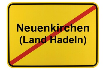 Illustration eines Ortsschildes der Gemeinde Neuenkirchen (Land Hadeln) in Niedersachsen	