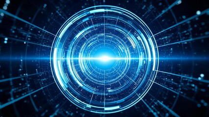 Abstract futuristic technology background with circular lines and light effects showcasing global connectivity and data transmission. - Powered by Adobe