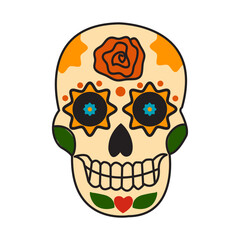 Sugar Skulls. Day of the Dead Skull, isolated on white background. Dia de los Muertos mexican traditional festival. Vector illustration for logo, emblem, poster, card, banner. 
