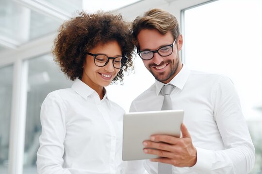 Collaborative Business Meeting between Colleagues in Tech Office Setting Editorial Style Image Professional Environment